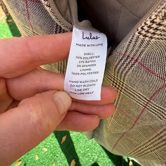 Lulus Brown Plaid Wide-Leg Sleeveless Jumpsuit Women’s XL Belted Fall Outfit - Picture 7 of 8